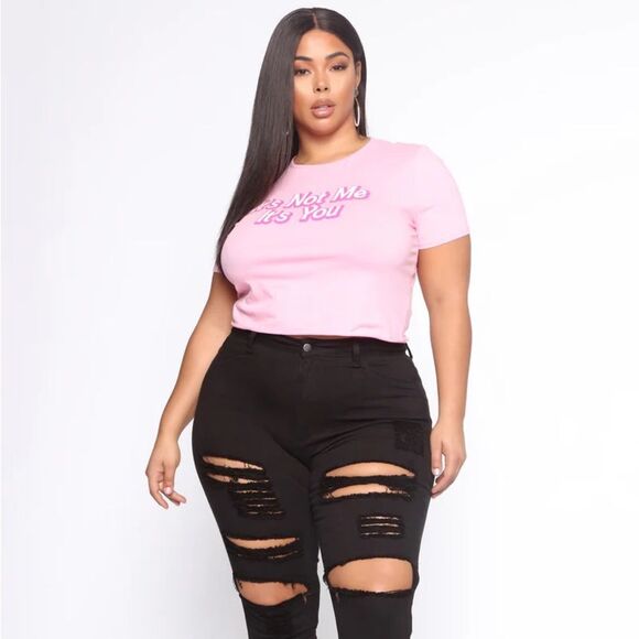 Fashion Nova It’s Not Me It’s You Graphic Short Sleeve Crop T-Shirt - Pink - 3x - Picture 8 of 8
